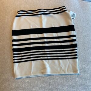 Forever 21 Black and Cream Striped Mini Skirt